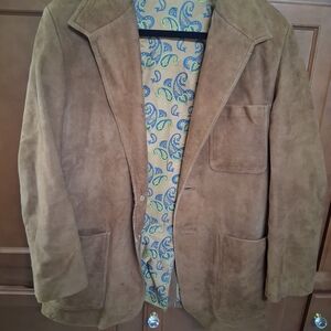 Brown Suede Blazer with Paisley Lining